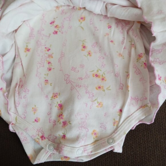 Long Sleeve Size 18 Mo. Girl's Onesie Dress W/Rosettes & Eyelash Trim - Picture 5 of 7